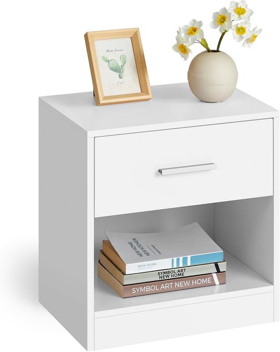 ACAZA Nachtkastje - Nachtkastjes - Nachtkastje Wit - 41 x 39 x 28 cm (H x B x D) - Nachtkast - Nachtkastjes Modern - Table de chevet - Nachtkastje met Lade - Wit