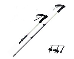 Trekking pole - Trekking pole - Elderly walking stick - 3 adjustable sections - Carbon fiber - Foldable design - Lightweight aluminum adjustable - With wrist strap for shock absorption - Suitable for hiking and daily use