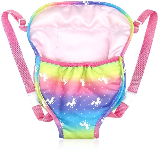 Rugzak voor poppen 45 cm met verstelbare schouderbanden in regenboogkleuren - Speelgoed voor kinderen - Cadeau-ideeën — afbeelding 2