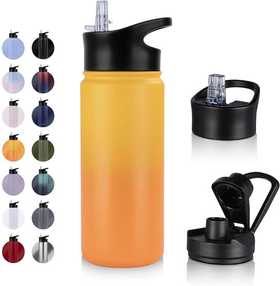 Isolerende Waterfles - Dubbelwandig - 1 stuk - RVS - 14 kleuren