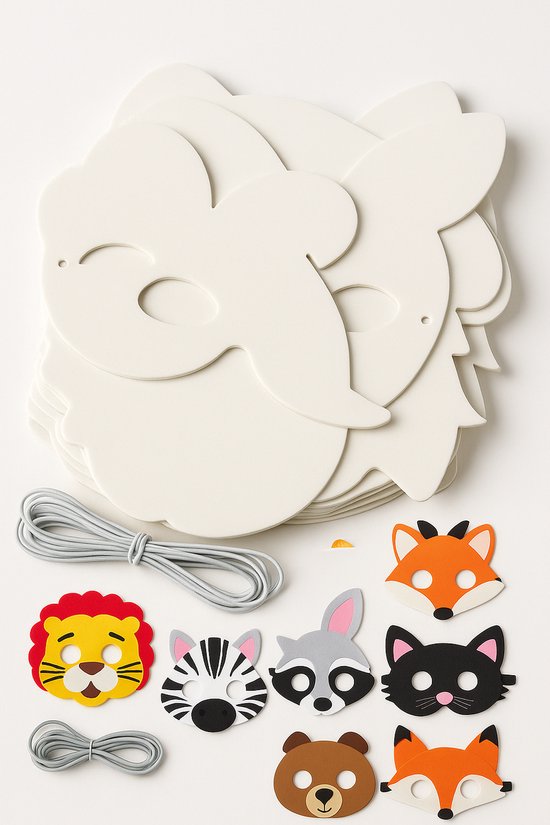 Dierenmasker beschilderbaar - Maak je eigen masker - 10 stuks