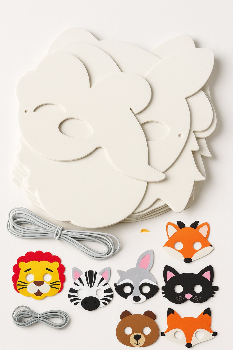 Dieren masker beschilderbaar | Maak je eigen masker | 10 stuks | Maskers schilderen | Knutselen | Hobby | Crafts