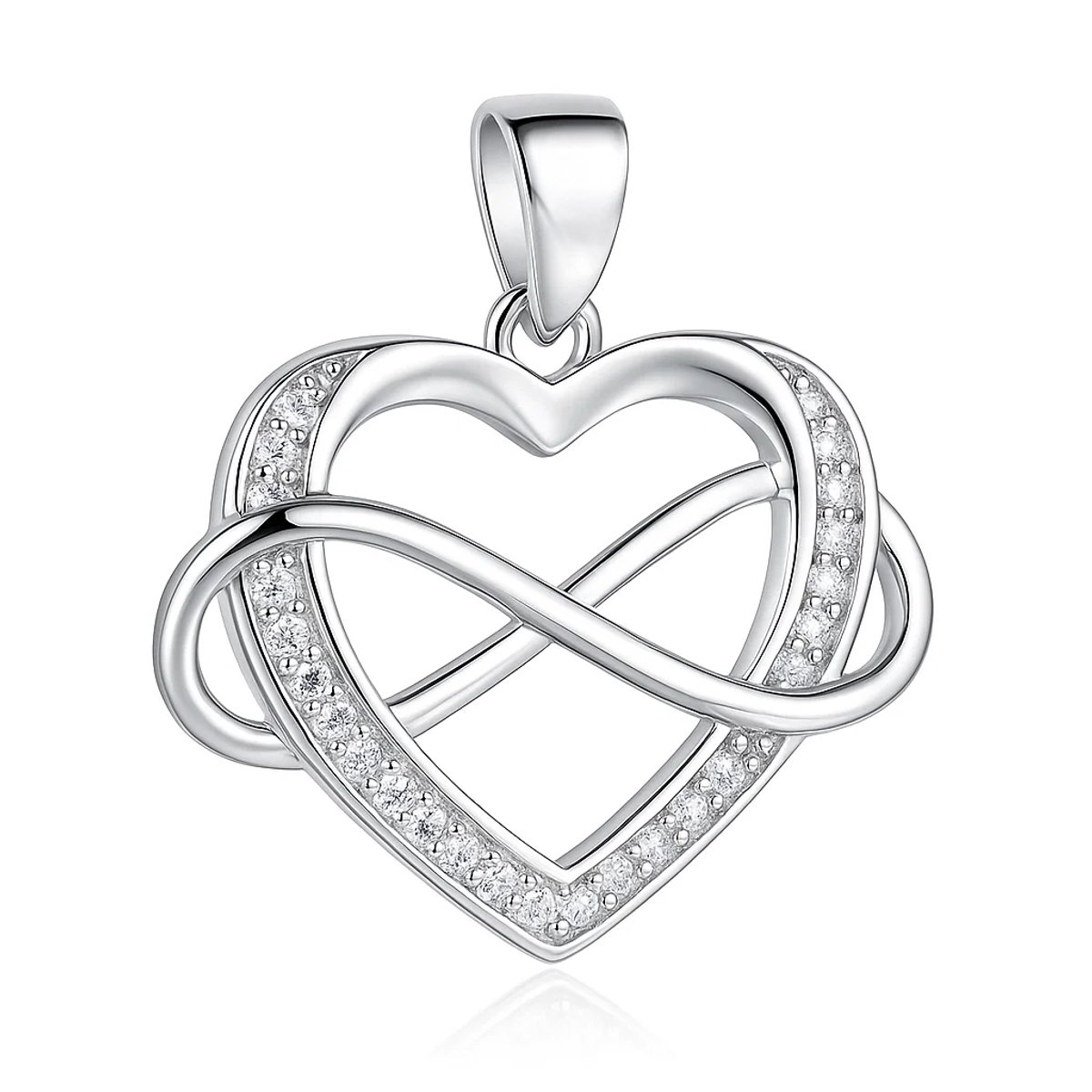 Zilveren infinity hart hanger – elegant symbool van liefde en eeuwigheid – echt zilver