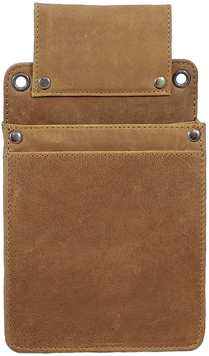 Houtkamp Leren Horeca Portemonnee Holster - Riem Holster voor Kelnerbeurs - Vintage Hunter Leer - Cognac Bruin