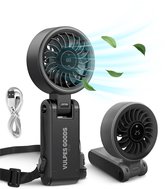 Vulpes Goods® Tech - Handventilator PRO 3in1 - Oplaadbaar & Draagbaar - Draadloze Mini USB Ventilator - Nekventilator - Krachtige Motor - 4000 mAh - 5 Snelheden - Opvouwbaar Design - Tot maar liefst 14 uur Verkoeling - Incl. Draagkoord