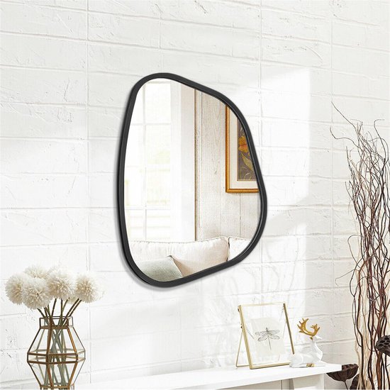JJUUYOU Grote Asymmetrische Wandspiegel Onregelmatig Goud Metalen Frame