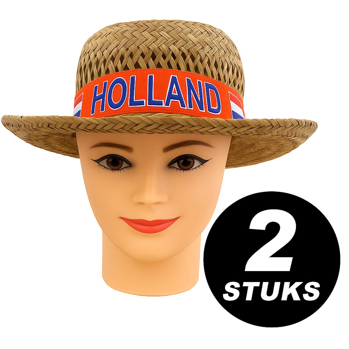 Strohoed Holland Oranje – Verkleedhoed / Feesthoed – 2 stuks