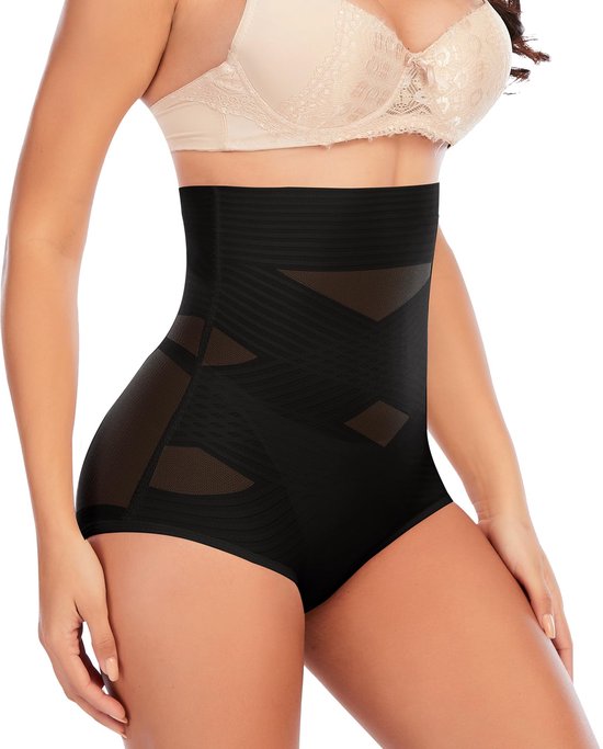 Culotte gainante pour femme, gaine amincissante, corset, sous-vêtement taille haute, 1 pièce, noir, taille L