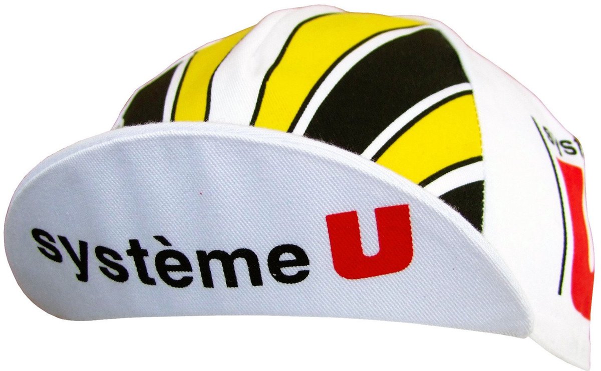 Retro Koerspet Système U Wielerploeg - Fietspetje Geel Wit