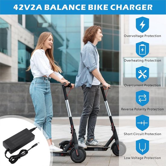 42V 2A Universele Oplader - Geschikt voor E-Scooters - Hoverboard Oplader - 36V Universele Li-Ion Acculader met 6 Poorten - Fietsadapter - LED Indicator - Snelle Oplader voor E-Bikes, Hoverboards en E-Scooters van Merkloos — afbeelding 4