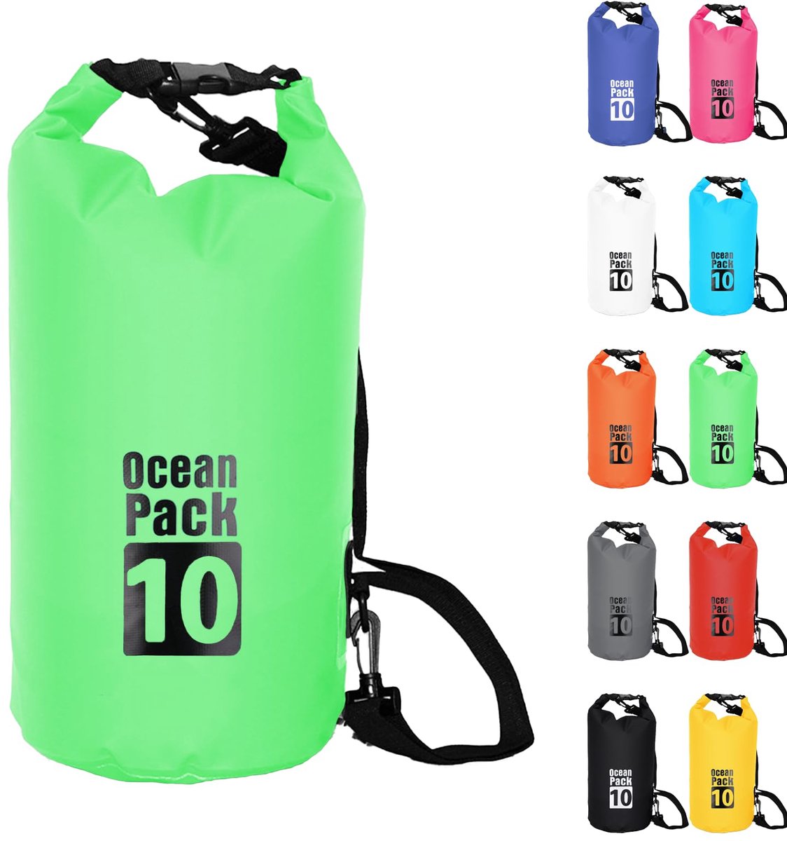 Waterdichte Tas - Waterproof Drybag - Opberg Zak -10L - Outdoor Tas -Groen