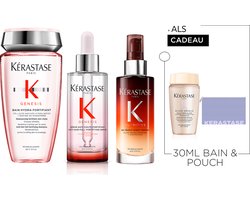Kérastase Genesis & Nutritive Trio + 2 Cadeau's- Shampoo 250ml, Serum 90ml & 8H Magic Night Nachtserum 90ml + Shampoo 30ml & Flatpouch Cadeau - Voor anti-haaruitval en droog haar
