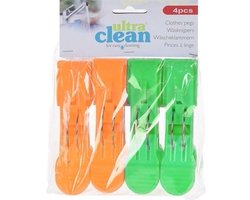 Handdoek knijpers - 13 cm - 4x stuks - Oranje en groen