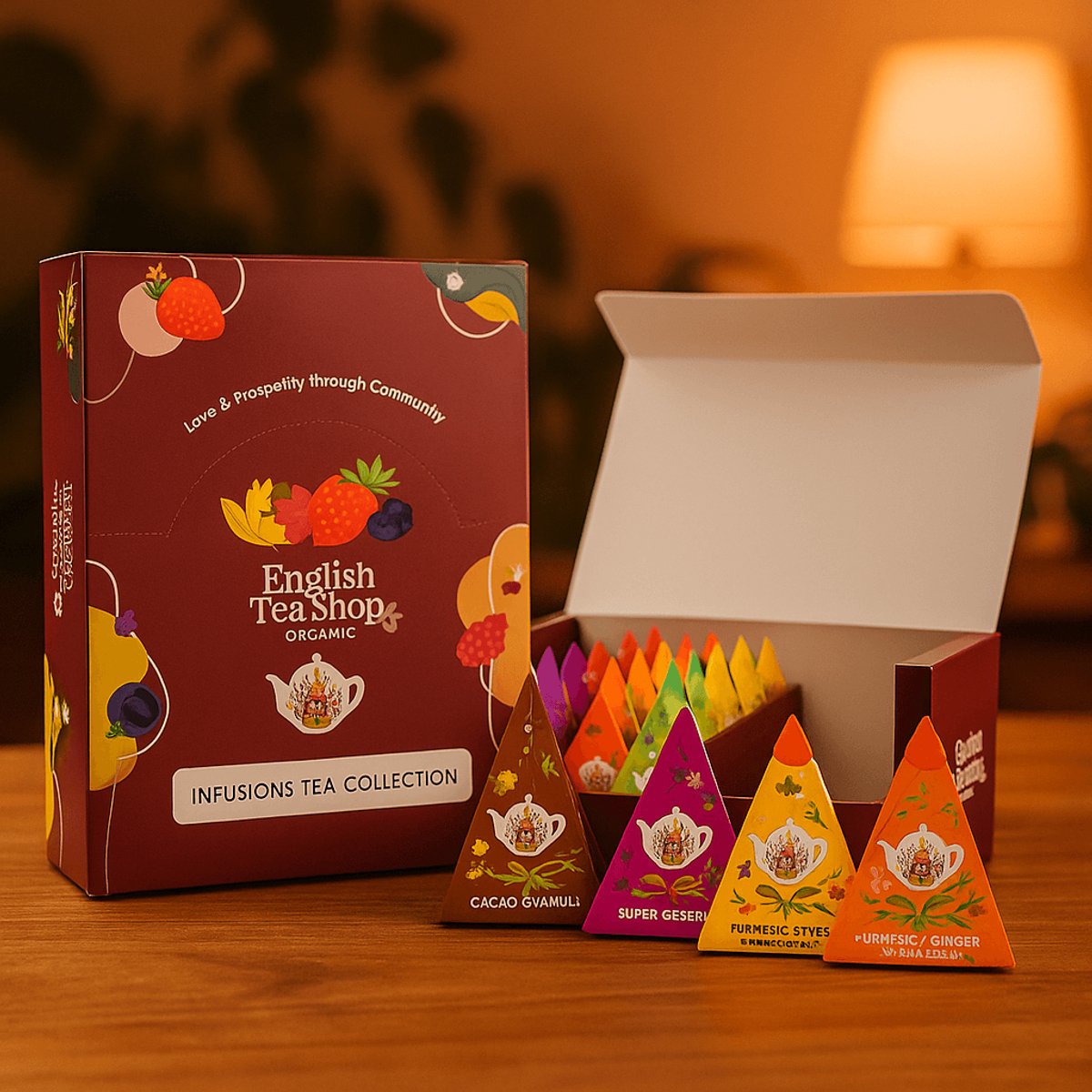 English Tea Shop - Infusions Tea Collection – 30 Biologische Kruideninfusies – Luxe Theegeschenk in Bordeauxrode Doos – Thee Cadeau voor Hem & Haar