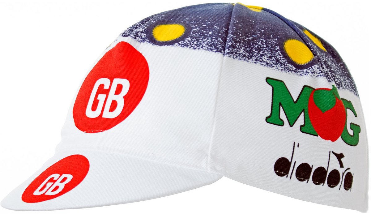 Retro Koerspet GB MG Maglificio Diadora Wielerploeg - Fietspetje Blauw Wit