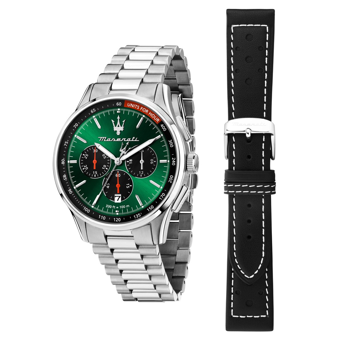 Maserati - R8873624002 - Sorpasso -special edition - watch - chronograph - zilverkleurig - groen- zwart - herenhorloge - 42 MM