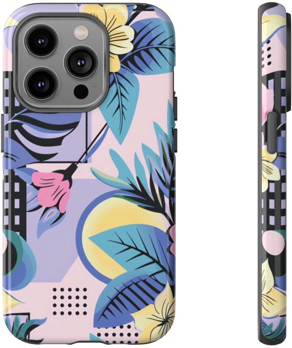 Bloemrijk Geometrisch Patroon – Telefoonhoesje Geschikt voor iPhone 14 Pro