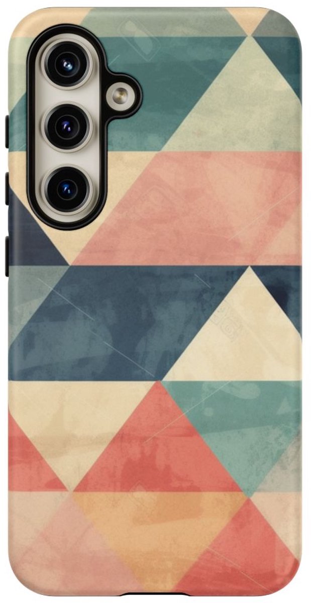 Gedempt Geometrisch Driehoekpatroon – Telefoonhoesje Geschikt voor Samsung Galaxy S24