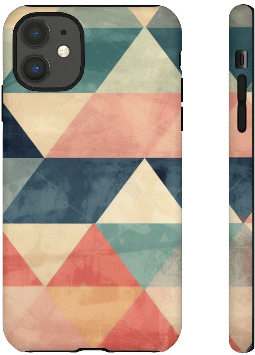 Gedempt Geometrisch Driehoekpatroon – Telefoonhoesje Geschikt voor iPhone 11
