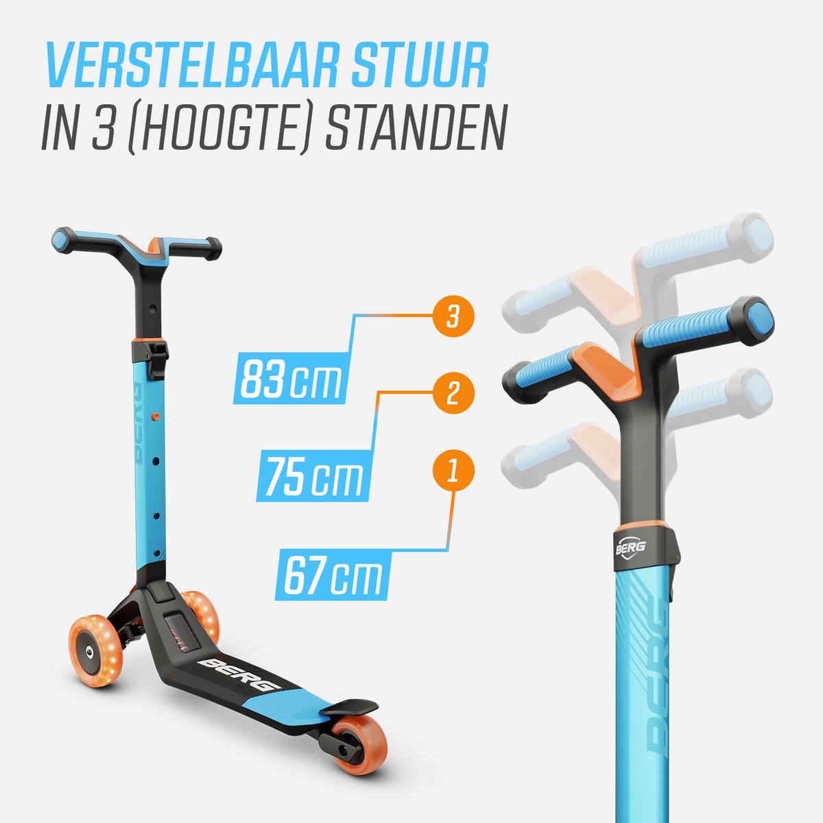 BERG Nexo Kinderstep - Step 3 wielen - Vanaf 2 jaar - Opvouwbaar - In hoogte verstelbaar - Incl. LED-deck + LED wielen - Blauw — afbeelding 2