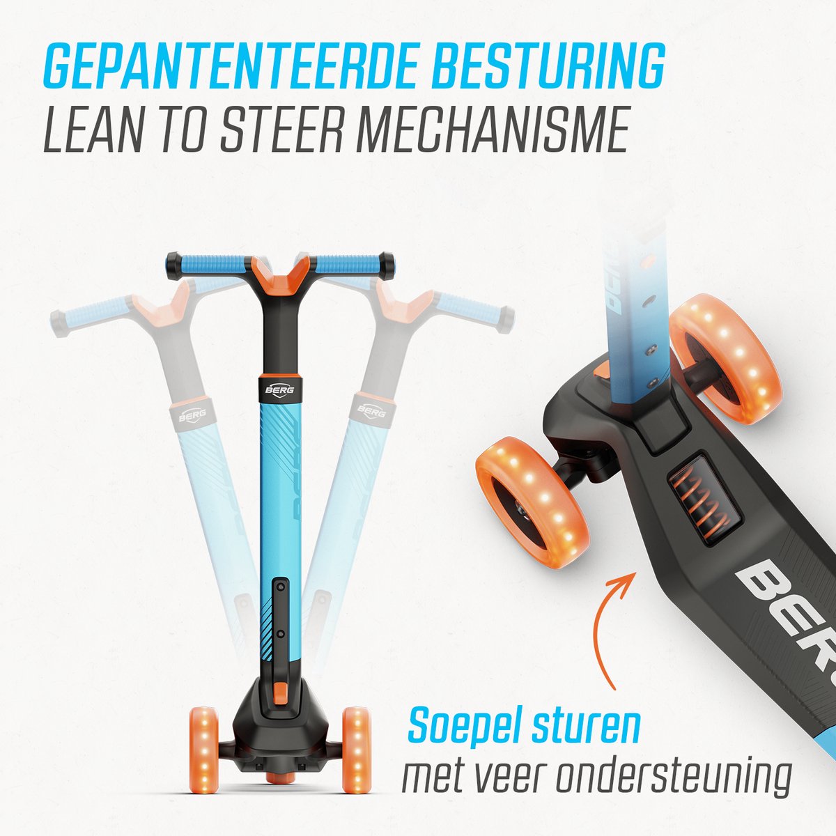 BERG Nexo Kinderstep - Step 3 wielen - Vanaf 2 jaar - Opvouwbaar - In hoogte verstelbaar - Incl. LED-deck + LED wielen - Blauw — afbeelding 4