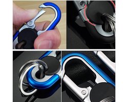 2 stuks multifunctionele sleutelhangers auto dames heren sleutelhangers riem met 4 metalen ringen, karabijnhaak sleutelhanger van metaal voor auto als relatiegeschenk voor mannen en vrouwen, zwart,