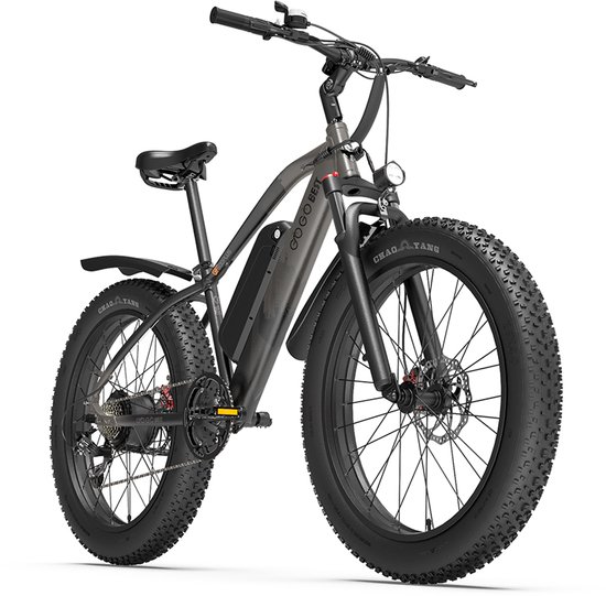 Elektrische fatbike 250W 150km bereik 26×4,0 banden Shimano 7-speed 35° klimkracht waterdicht IP54 donkergrijs