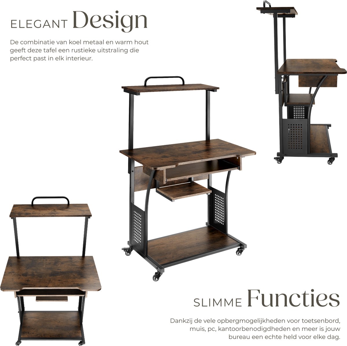 Tectake tectake Verrijdbaar Bureau - afbeelding 3