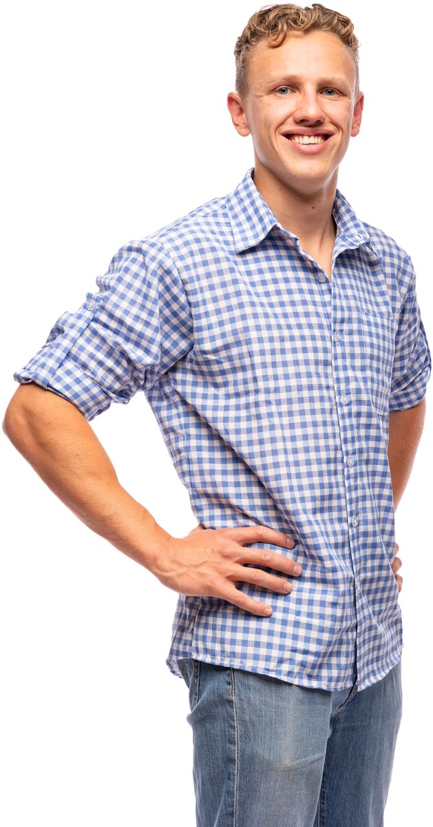 Samex® Oktoberfest Heren - Blouse - Tiroler Overhemd - Lederhosen Man - Blauw - Wit - Maat S