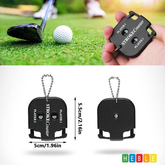 *** Golf Scoreteller - Slagenteller - Handteller, - Scoreteller - Golf accessoire - 2 scores tegelijk bijhouden - Zwart - Sleutelhanger - Sport accessoire - Golfbaan van Heble® *** van Merkloos — afbeelding 2