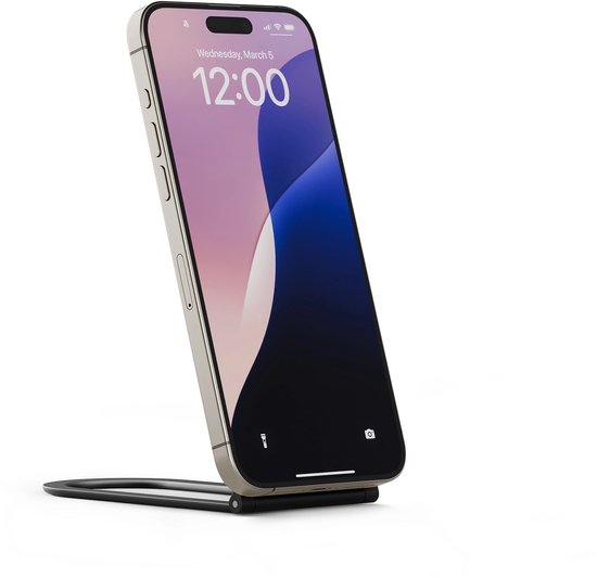 Foto: Twelve south curve nano magnetische iphone stand veilig vasthouden van magsafe qi2 telefoons aanpasbaar aan elke hoek ultralicht en compact voor makkelijk meenemen zwart