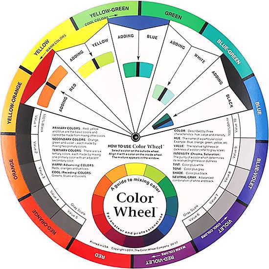 Foto: Kleurenwiel groter formaat color wheel kleurenmengcirkel 23 cm diameter