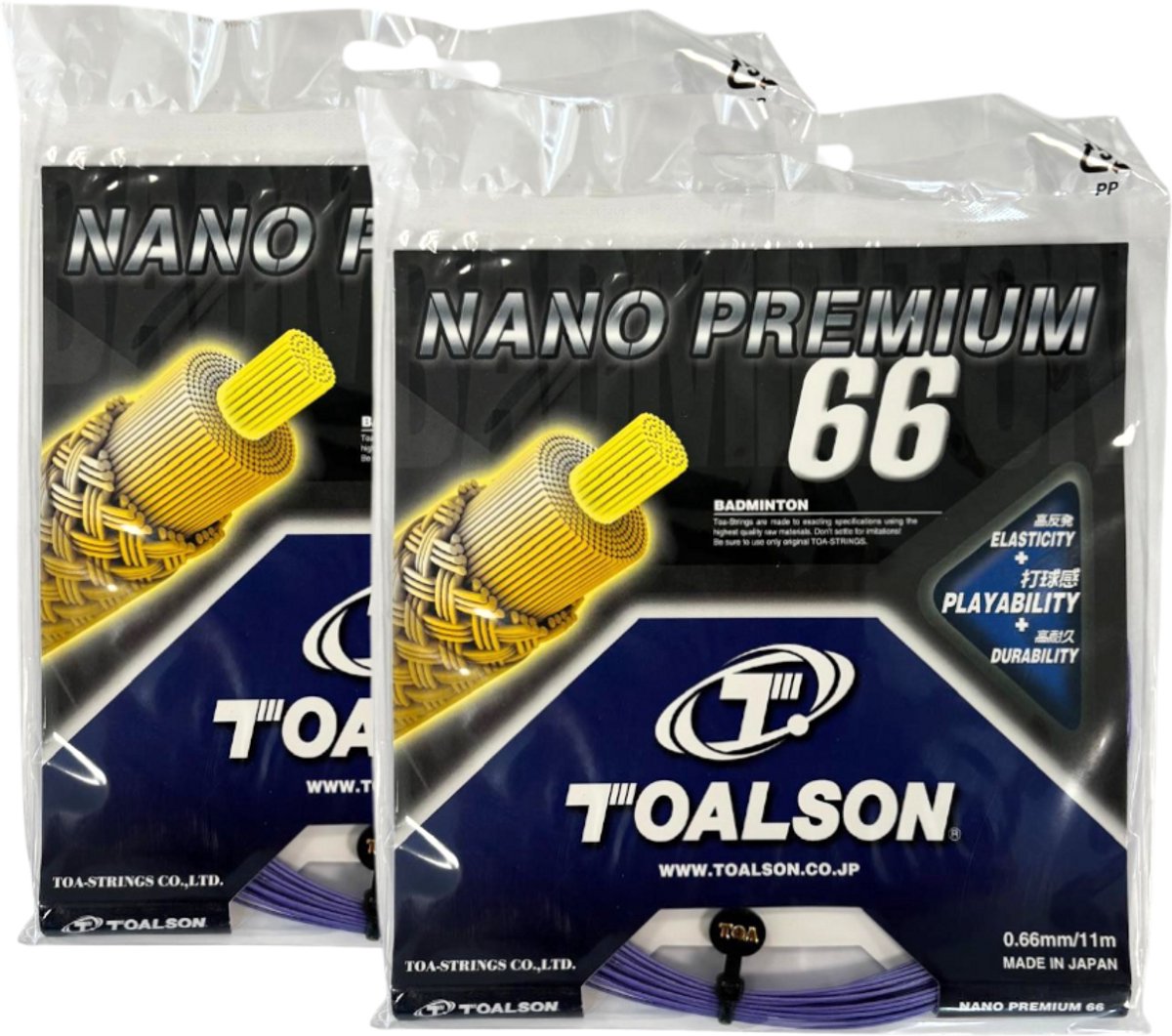 Snaren Badminton Toalson Nano premium 66 Paars - 11m - Set van 2