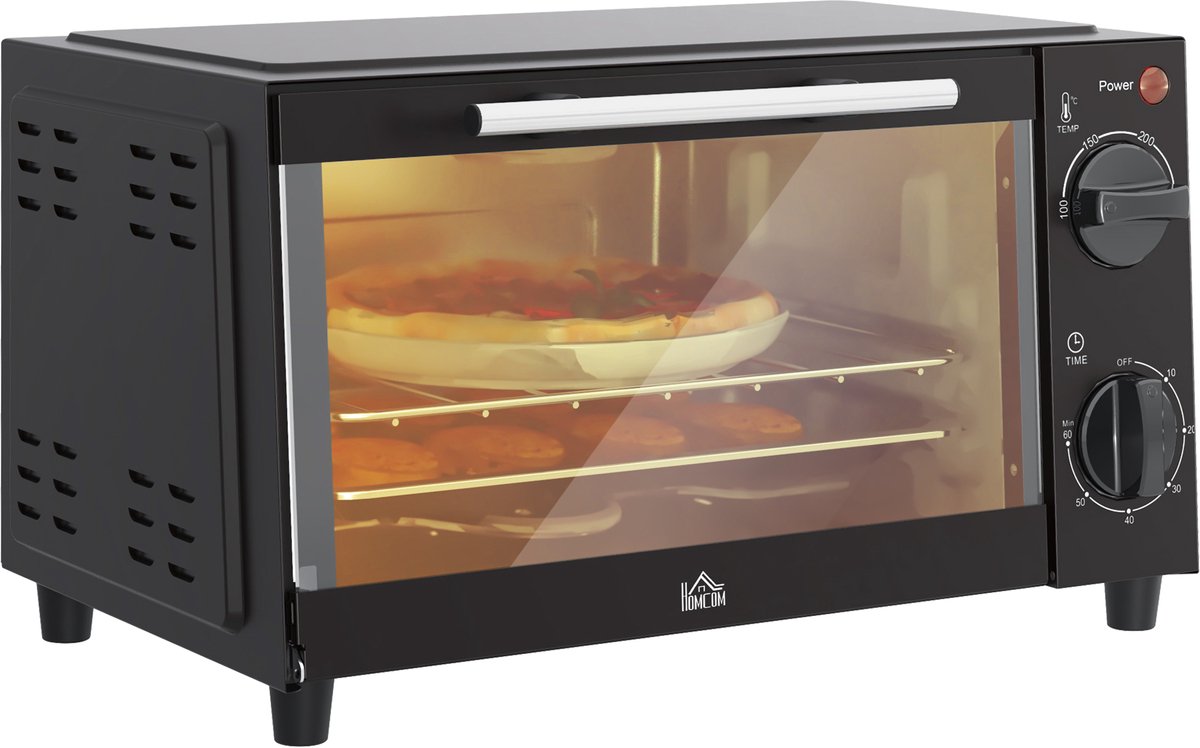 HOMCOM-Minibackofen-Metall, Edelstahl-35L x 24,6B x 20H cm-Schwarz