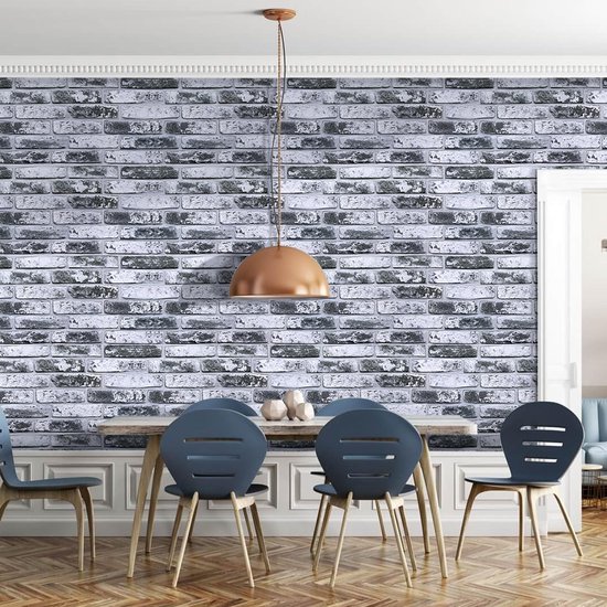 COMSTICKC 3D Wandpanelen Zelfklevend Baksteen, Bruin Bakstenen Wandpaneel, 10 Stuks 30x30 cm, 3D PVC Zelfklevende Behang Wandtegels Voor Woonkamer, Keuken, Wanddecoratie, Waterdicht