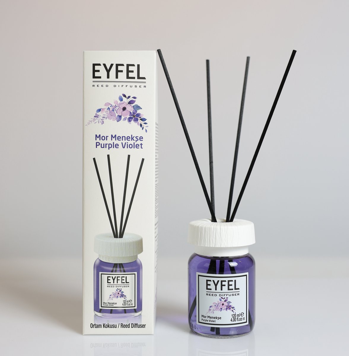EYFEL - REED DIFFUSER - GEURSTOKJES - HUISPARFUM - PURPLE VIOLET - 120ML