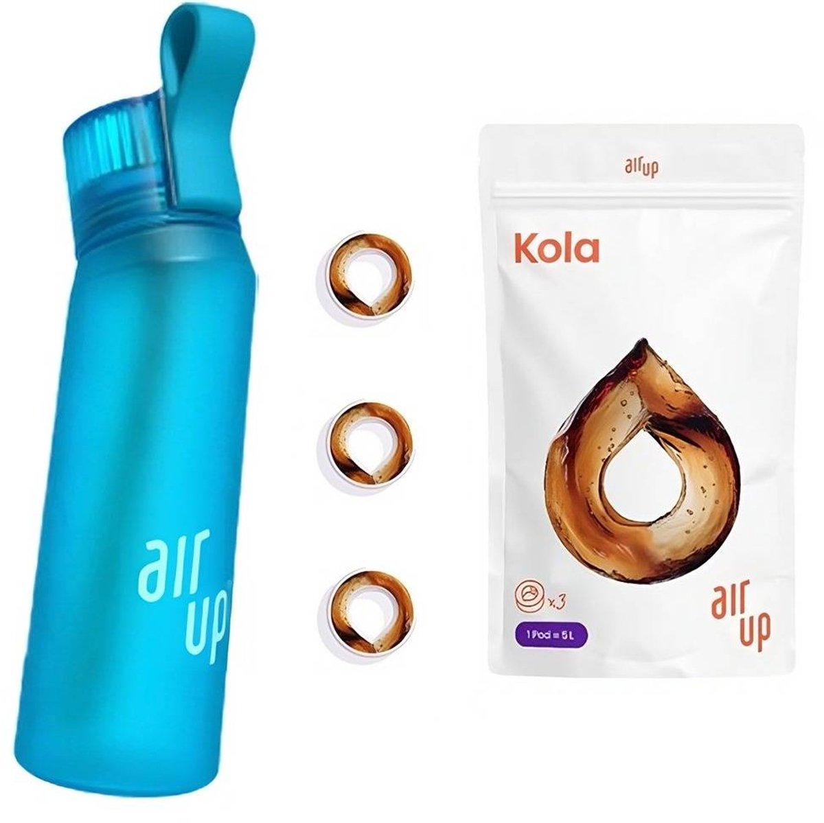 Air Up Drinkfles Classic - Lichtblauw - 650 ml - Starterskit - Inclusief 3 Pods - Smaak Cola - 3x Kola