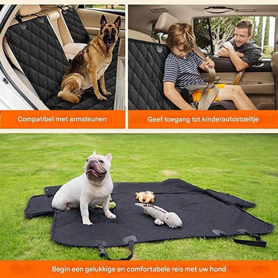 Hondenautostoelhoes - 4-laags beschermende waterdichte achterbankhoes - Voor honden en huisdieren tijdens het autorijden - Houdt stoelen antislip en voorkomt krassen - Voor auto's, vrachtwagens en SUV's - 135 cm L x 46 cm B - Zwart van Merkloos — afbeelding 4