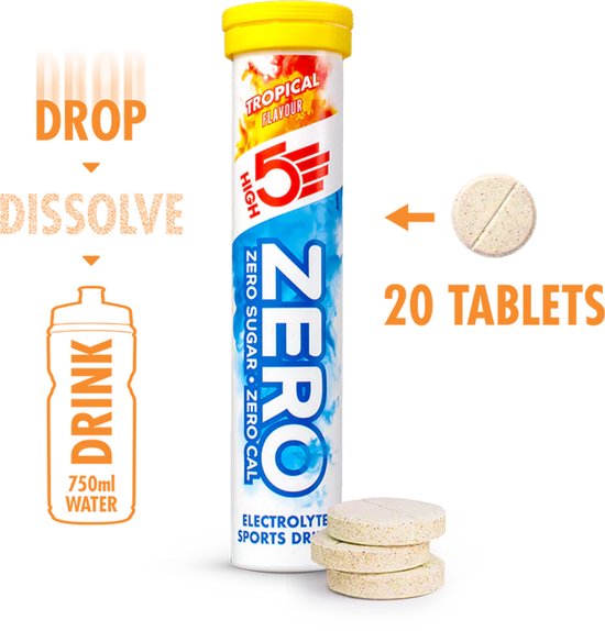 HIGH5 - ZERO Elektrolyten - Suikervrije Hydratatie Bruistabletten - Met Kalium, Calcium & Magnesium - Tropische Smaak - 1x20 Stuks - Ideaal voor Sport & Herstel van High5 — afbeelding 2