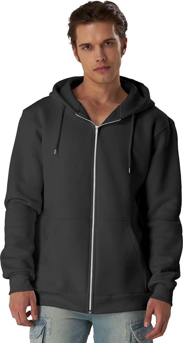 Smith & Solo hoodie heren met rits - vest met capuchon - sweatvest - Antraciet M