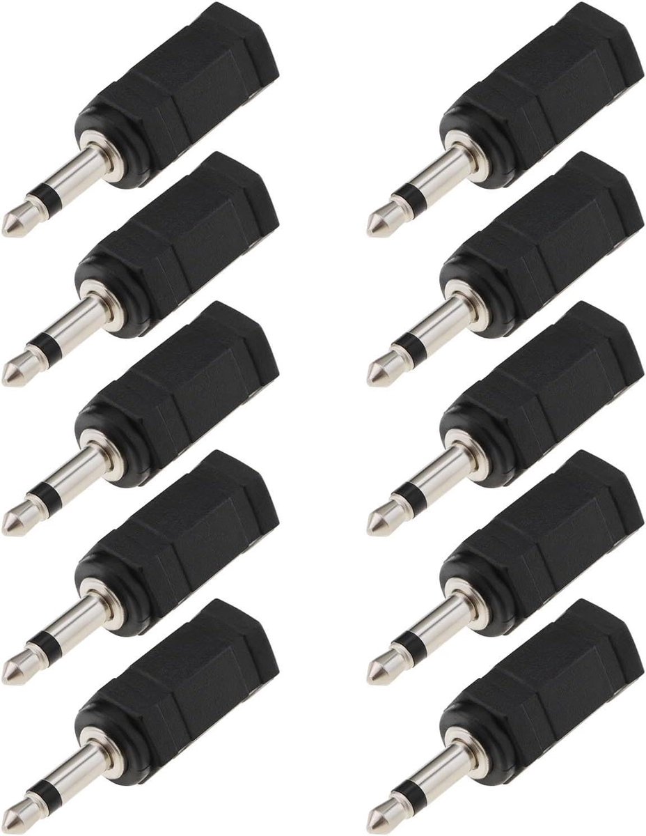 Allecto Plus - Mono naar Stereo Adapter Vrouwelijk naar Mannelijk 3.5mm - Headphone Plug - Voor Mobiele Telefoon en Computer Headsets - Zwart