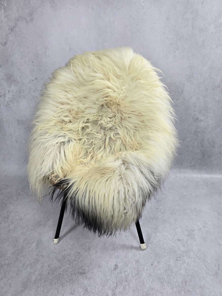Schapenvacht IJslands- Exclusieve collectie - Woondecoratie – Wit naturel grijs - 100% echt natuurlijke wollen vacht - 110x80 cm