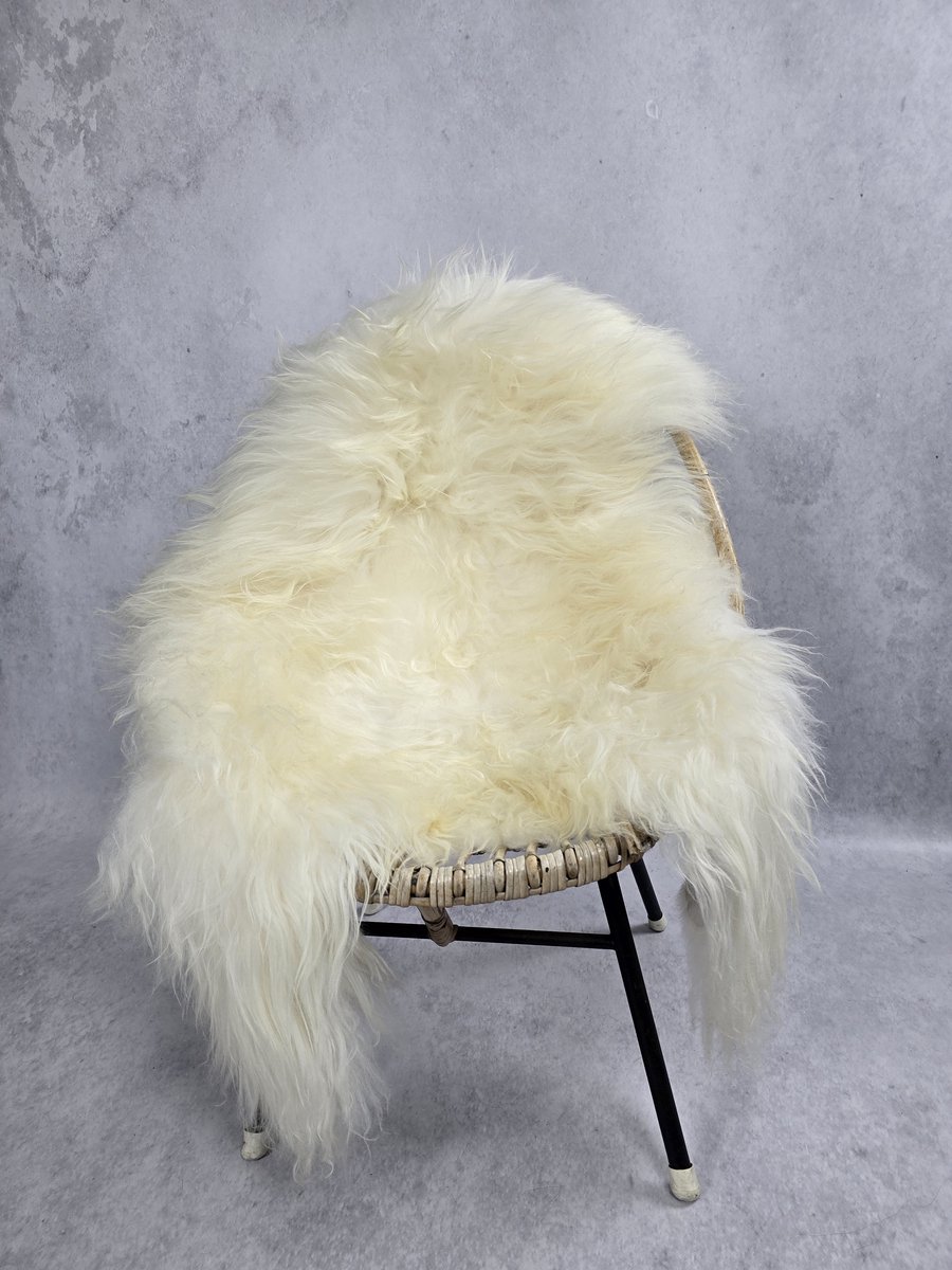 Schapenvacht IJslands- Exclusieve collectie - Woondecoratie – Wit naturel - 100% echt natuurlijke wollen vacht - 100x80 cm