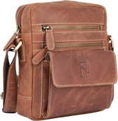 Sac bandoulière NUBA en cuir Hunter - Sac bandoulière 100 % Cuir - Nature 3332 - Sac moyen en cuir de buffle - Marron Cognac