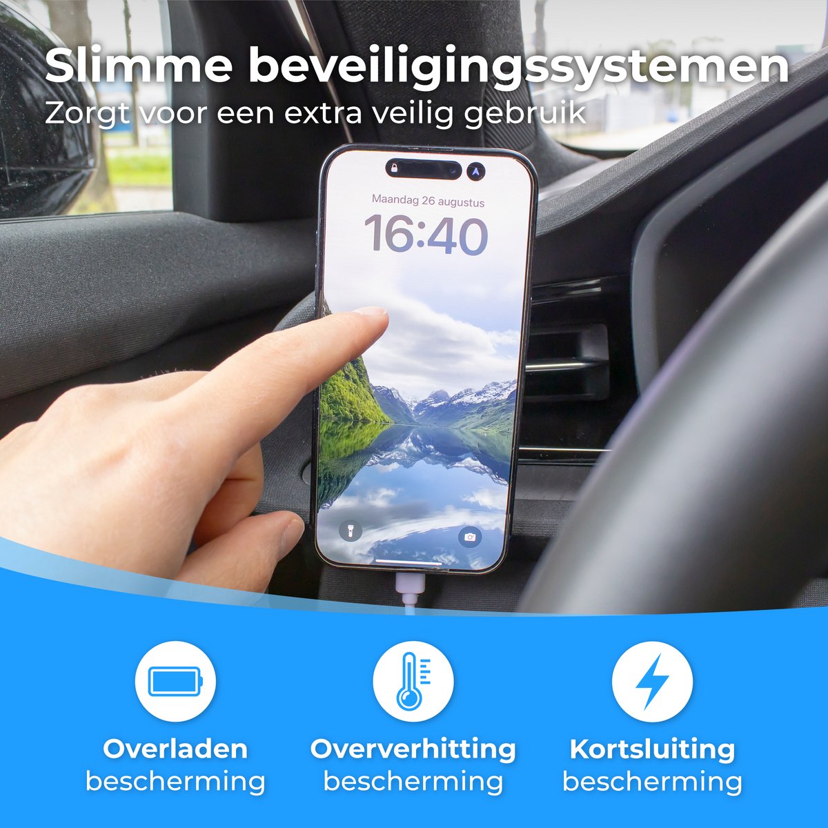 Nuvance Telefoonhouders Auto - Geschikt voor MagSafe - Telefoonhouder - Draadloze Oplader - Gsm Houder Auto – foto 6