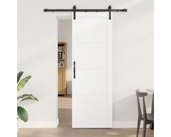 vidaXL - schuifdeur - met - hardware - set - wit - 73,5 - x - 211 - cm - massief - vurenhout