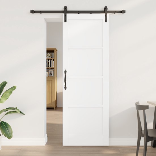 vidaXL - schuifdeur - met - hardware - set - wit - 73,5 - x - 211 - cm - massief - vurenhout