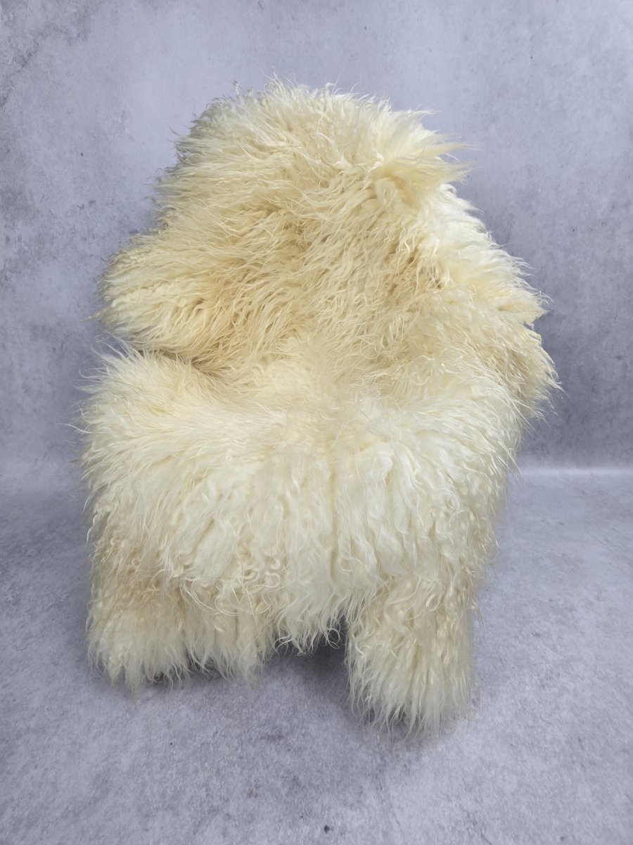 Schapenvacht IJslands- Exclusieve collectie - Woondecoratie – Wit naturel - 100% echt natuurlijke wollen vacht- krulletjes - 130x85 cm