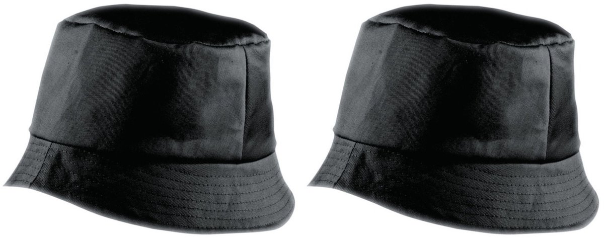 10x stuks vissershoedjes/zonnehoedjes zwart voor volwassenen - Zomerhoeden