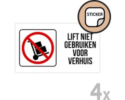 Pictogram/ stickers (4x) | 10 x 5 cm | "Lift niet gebruiken voor verhuis" | Verhuizingen | Conciërge | Syndicus | Veiligheid | Sticker | Verhuislift | 4 stuks